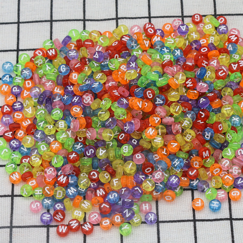 4*7mm cuentas acrílicas cuentas sueltas cuentas digitales Inglés cuentas redondas planas agujero limpio accesorios de la joyería de DIY cuentas