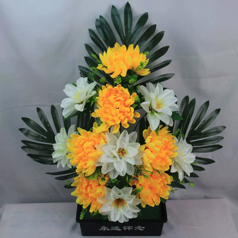 清明节冬至春节正月菊花把束假花厂批发12头狮子头盆景花仿真花