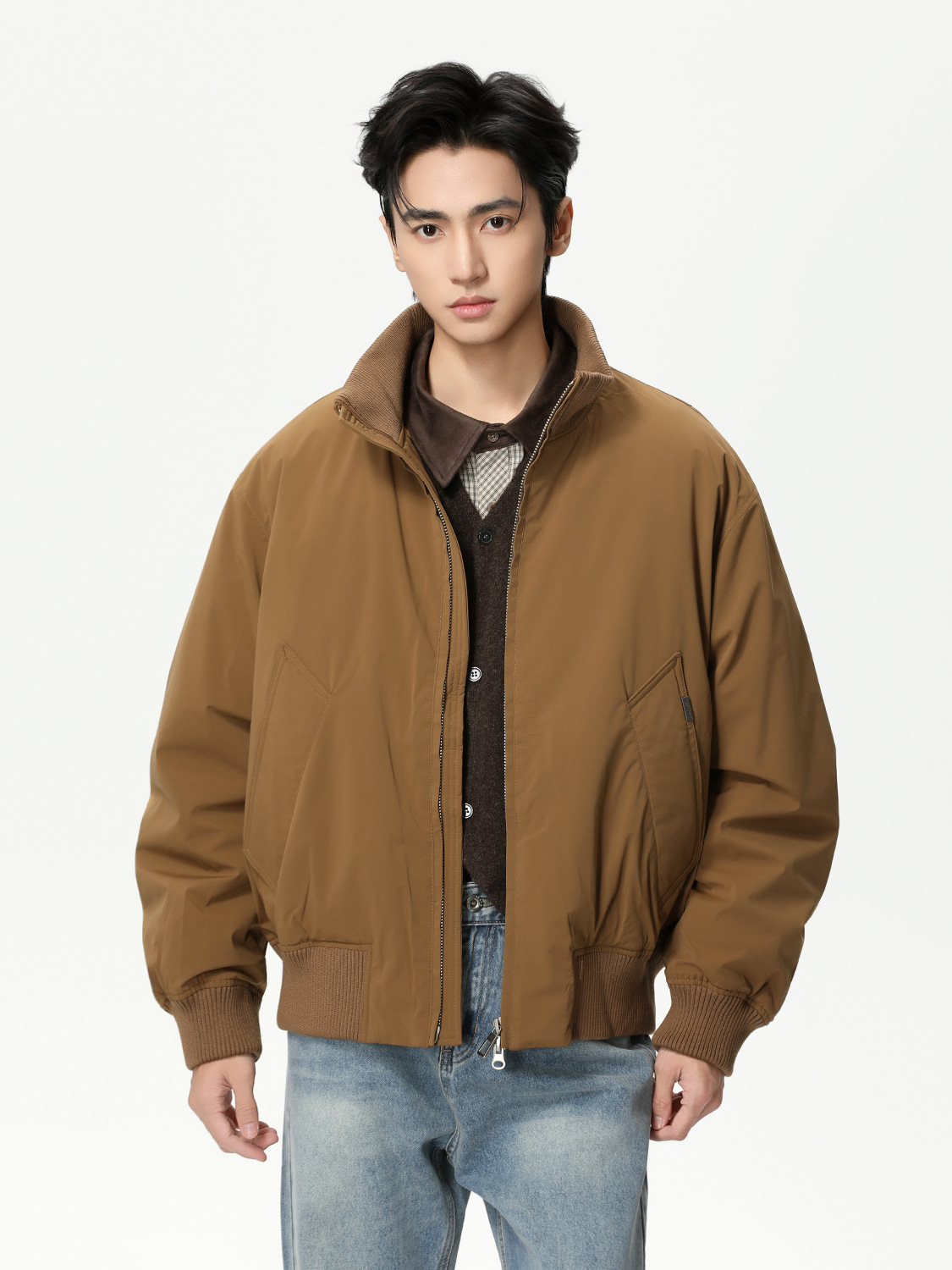 MTLCLOTHES Hombres| Tendencia coreana simple estilo de Hong Kong cuello casual 90% chaqueta de plumón blanco chaqueta de moda