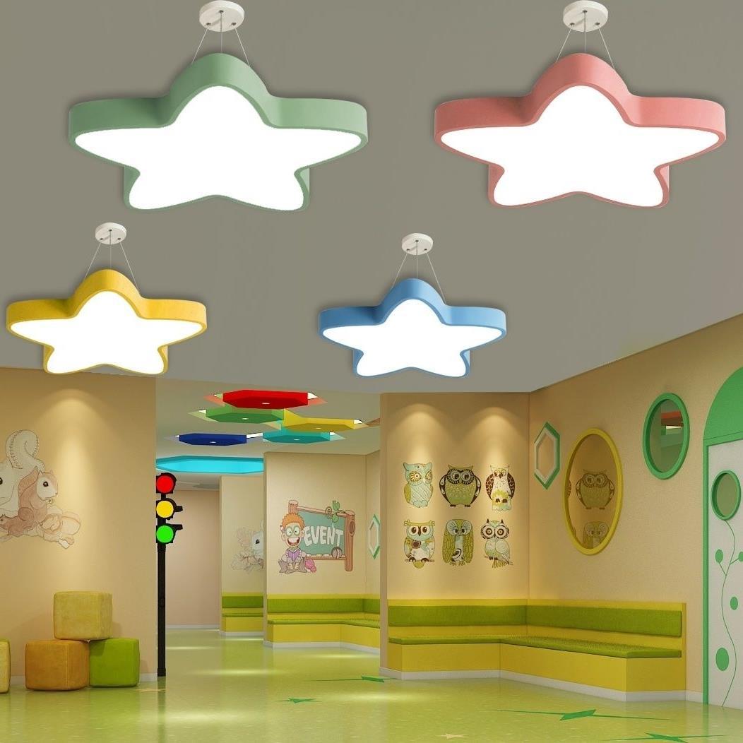 Star-shaped pendant lamp for kindergarten lobby, five-pointed ceiling lamp for training rooms, children's dance rooms, bedrooms