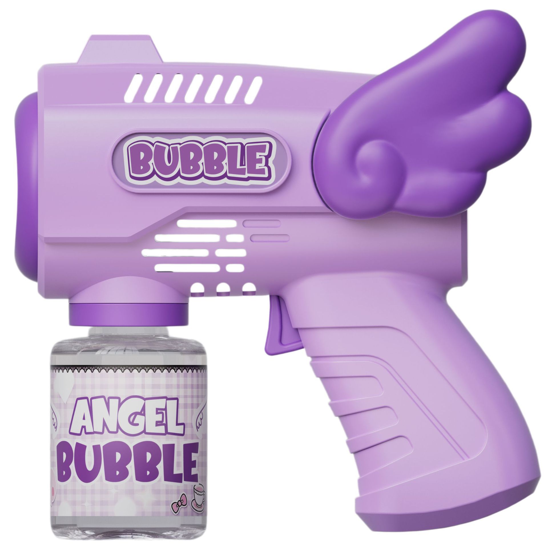 Selección estricta de juguetes de máquina de burbujas de ángeles, pistolas de burbujas eléctricas de mano para niños, soplado automático de burbujas para tiendas al por mayor