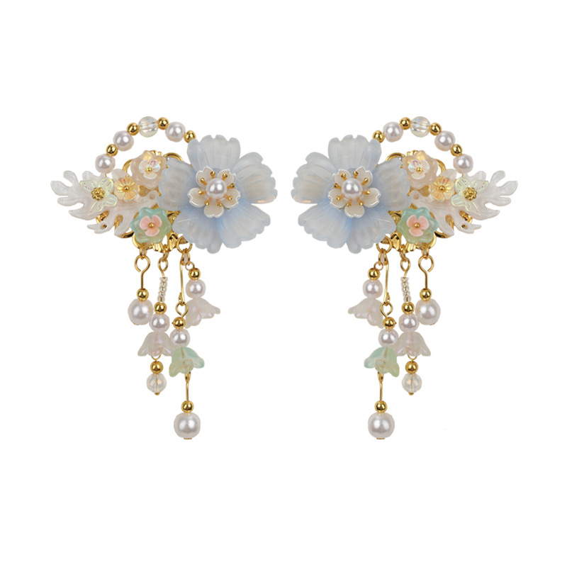 블루 코랄 헤어 액세서리 쌍