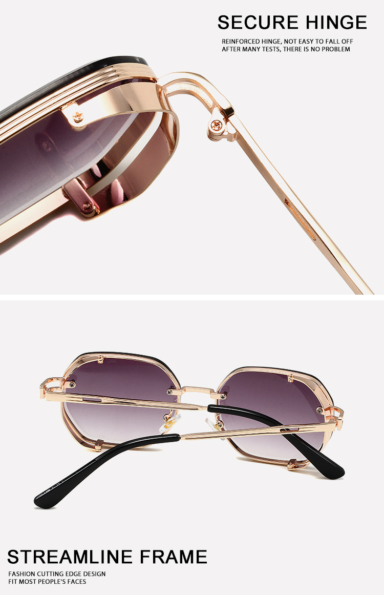 75g Weight Frameless Glasses Structure Sunglasses Classification PC, UV400 Protection Lens Material Square Glasses Style Outdoor, Street Occasion Solid Color Pattern Men's Gender Simple Style, Classic Style Style Gold Color Simple Style Classic Style Solid Color PC UV400 Protection Square Frameless Women's Sunglasses 18