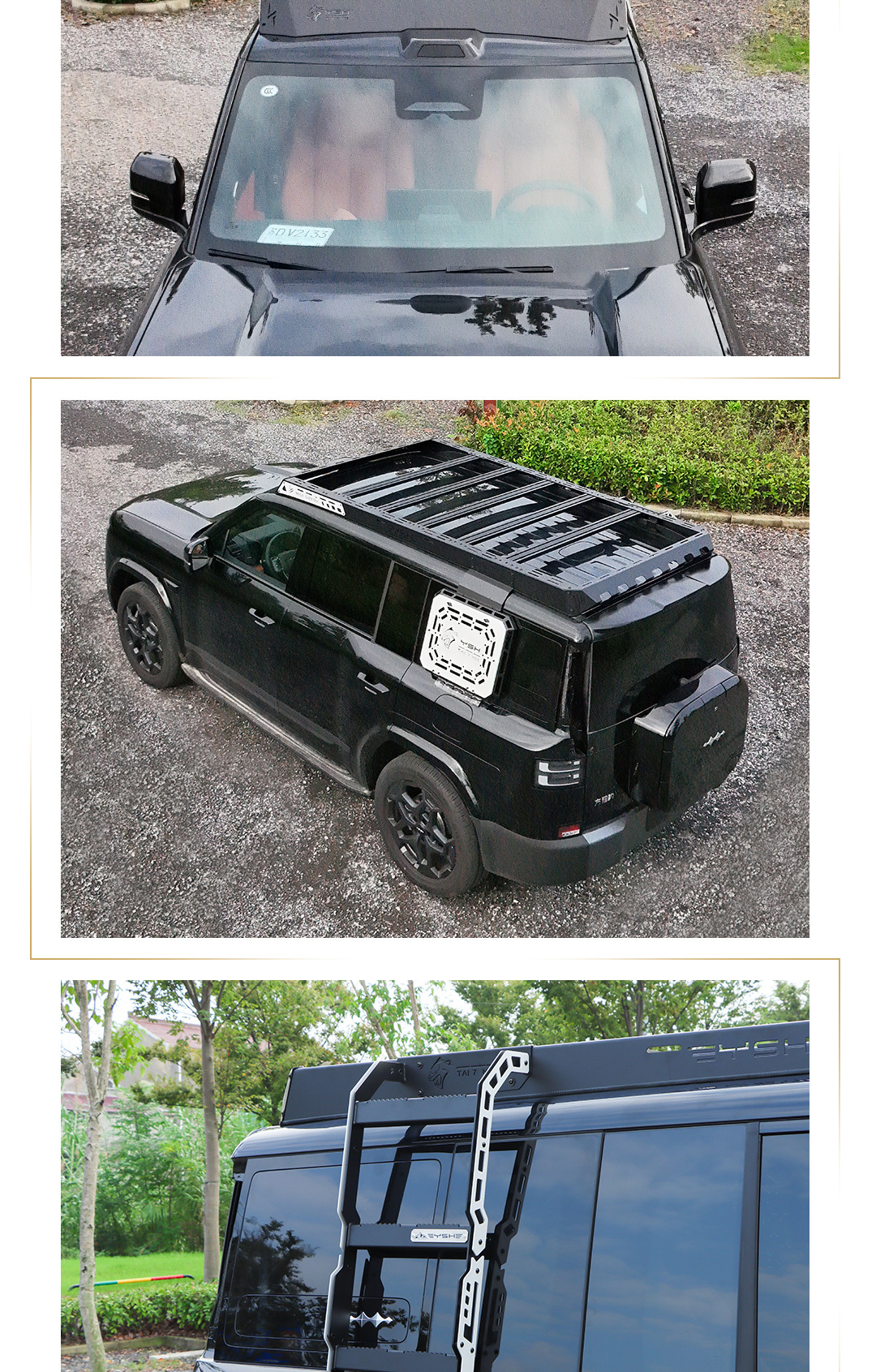 Suitable for Leopard Titanium 7 Black Panther Series Roof Rack Modification Expansion Platform Side Ladder Side Armor