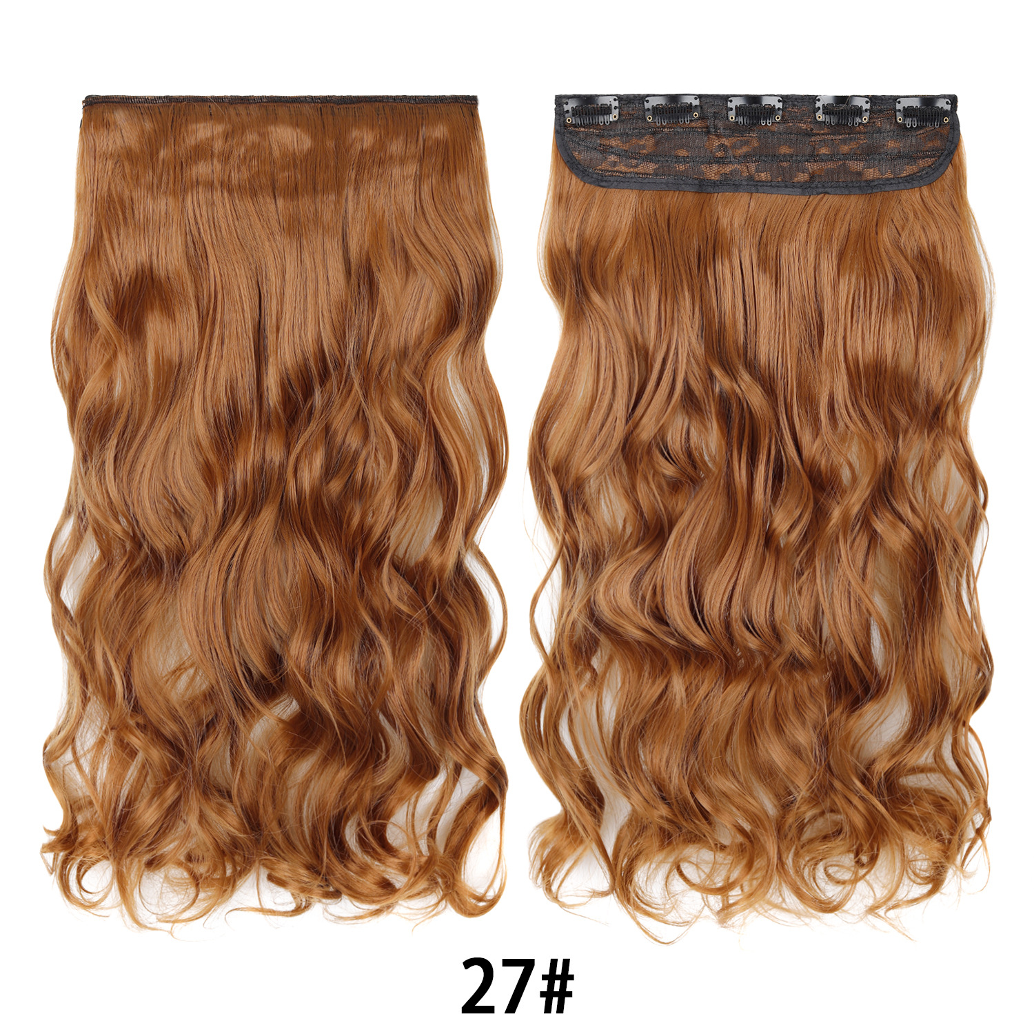 Extensión de Cabello de 5 Clips de 18 Pulgadas de Fibra de Alta Temperatura Rizado para Señoras
