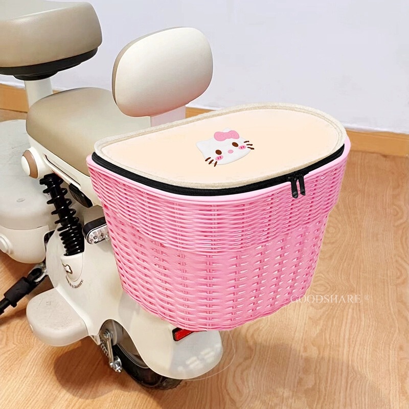 電気自動車リアバスケットカバー付きかわいい漫画バッテリーオートバイリアテール防水ヘルメット充電器収納バスケット|undefined