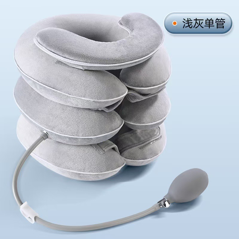源头工厂充气牵引器颈托脖子矫正器护颈矫正缓解颈椎疲劳水晶绒|undefined