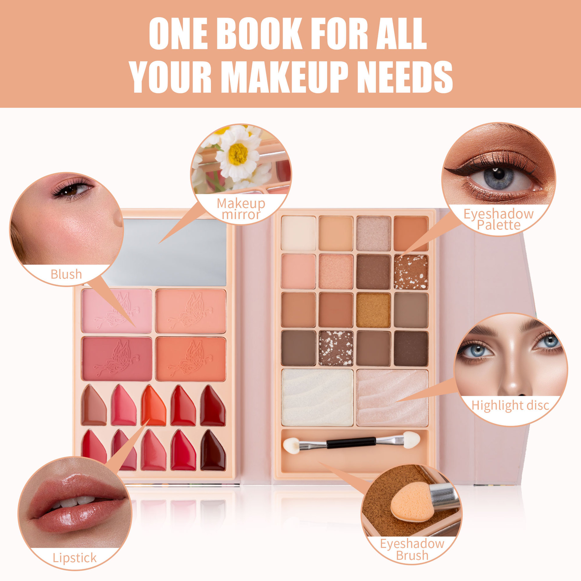 Cross-border bestseller multi-functional all-in-one makeup palette, matte pearlescent eyeshadow, lipstick, blush, contour and highlight all-in-one beauty makeup undefined