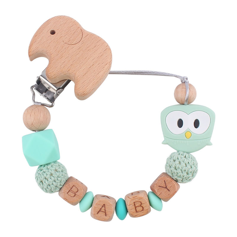 Suministros para bebés dibujos animados animal Rana pájaro mordedor chupete cadena calmante bebé mordedura molar cadena anti-caída