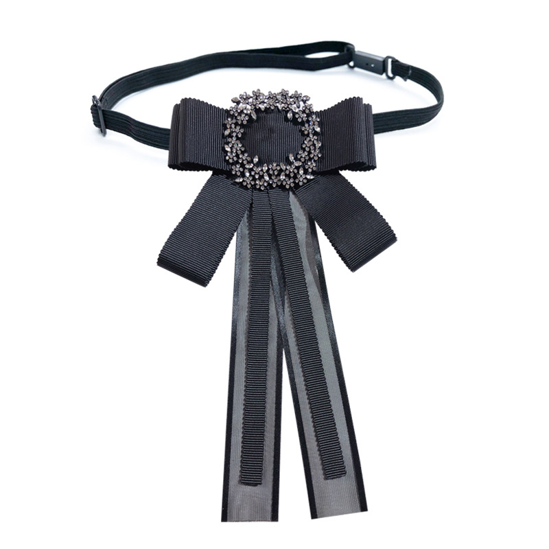 Estilo coreano de moda nueva cinta decorativa pajarita mujer negro estilo Chanel francés diseño arco broche Accesorios