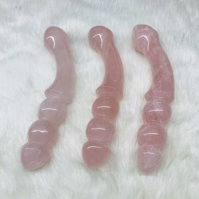 天然水晶粉晶原石雕刻打磨 水晶按摩棒 图 15