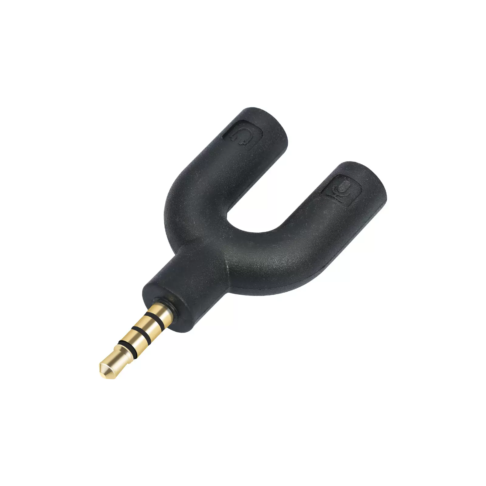 跨境适用于手机电脑3.5mm TRRS耳机麦克风一分二分线器U型转接头