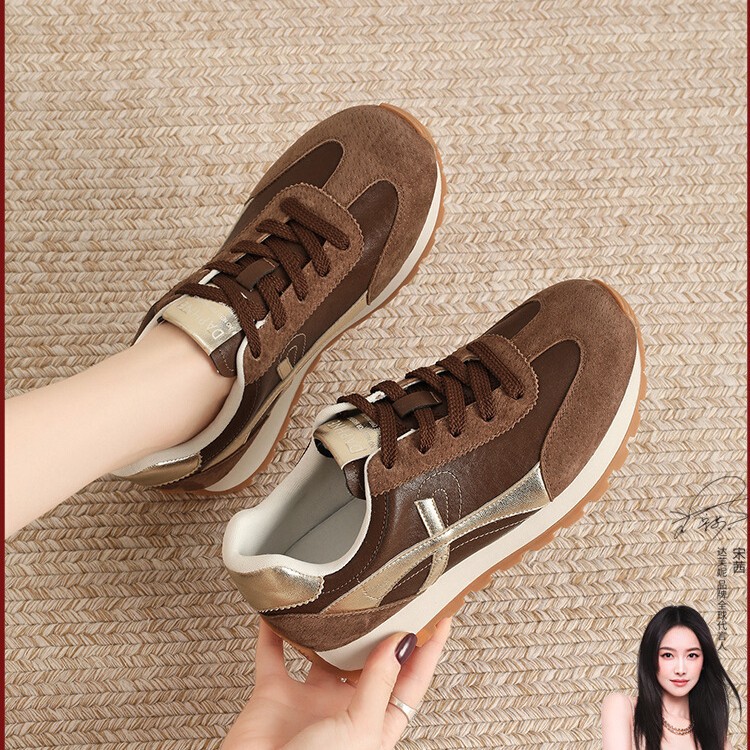 厚底内增高德训鞋女爆款2025秋季新款轻便百搭超火户外运动休闲鞋