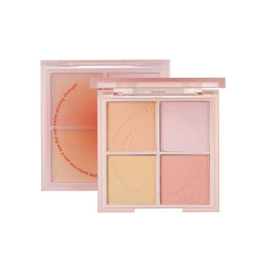 xixi Go to Sunset four-color blush to brighten and repair the vitality of girls. Daily whitening peach matte blush and rouge.
