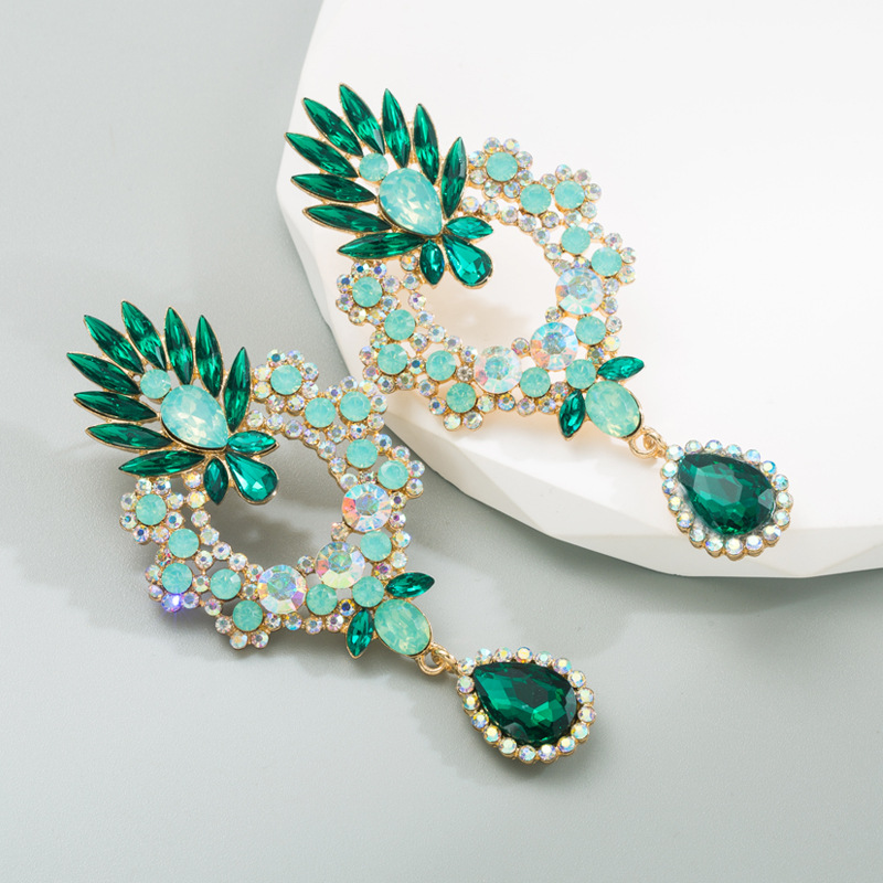 Fashion Water Droplets Alloy Plating Rhinestones Womenu0027S Drop Earrings 1 Pair