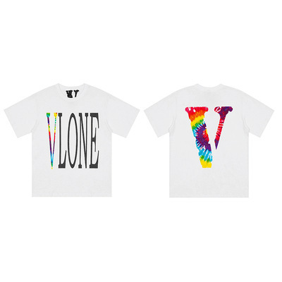 Vlone Staple T-shirt Rainbow Tie Dye White