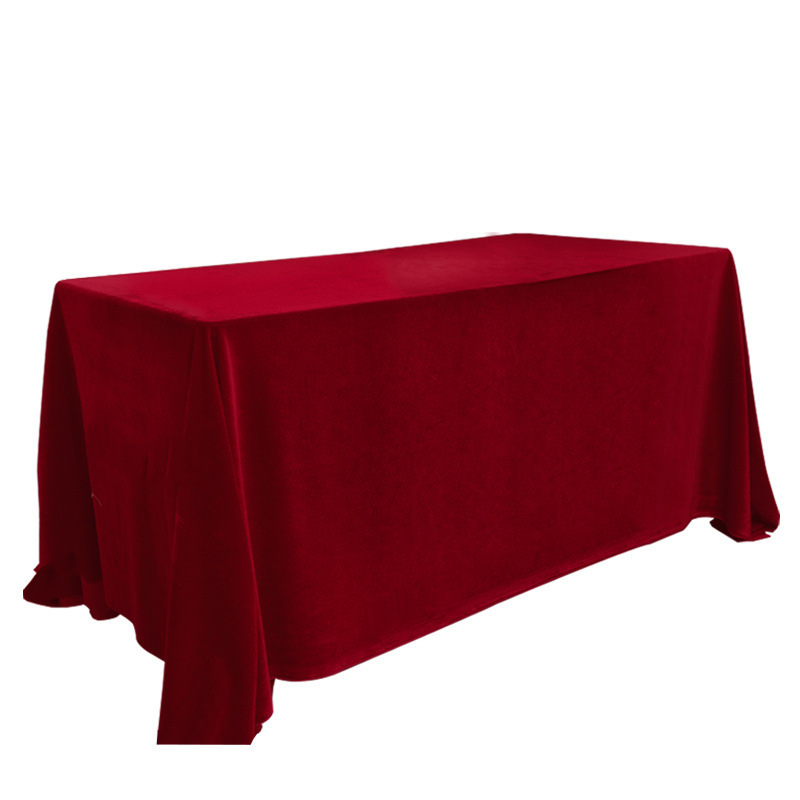 Velvet Wedding Tablecloth Red Rectangular Office Conference Stall Cloth Event Custom-Made with Free Shipping