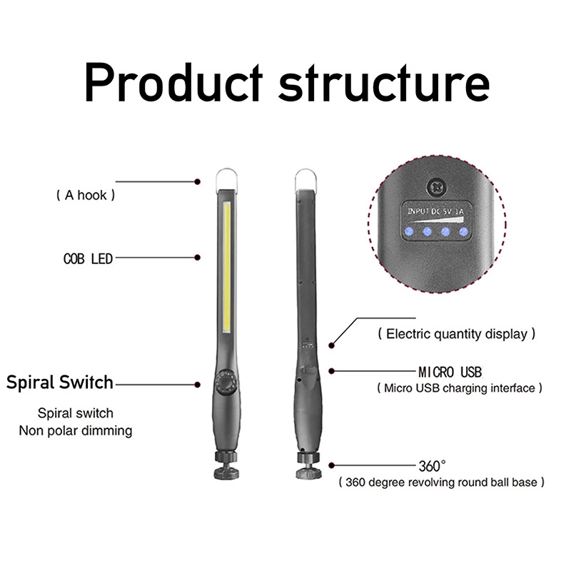 Recargable USB coche Luz de inspección dimmable imán coche reparación luz de trabajo móvil LED Luz de inspección coche regalo
