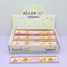 1015创意学生卡通简约15cm塑料尺子横线波浪线两用文具用品尺子