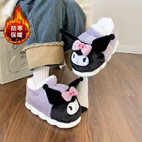 Женские хлопковые тапочки Cixi Sanrio для дома и улицы, утеплённые с толстой подошвой, обувь Kuromi, закрытые без каблука
