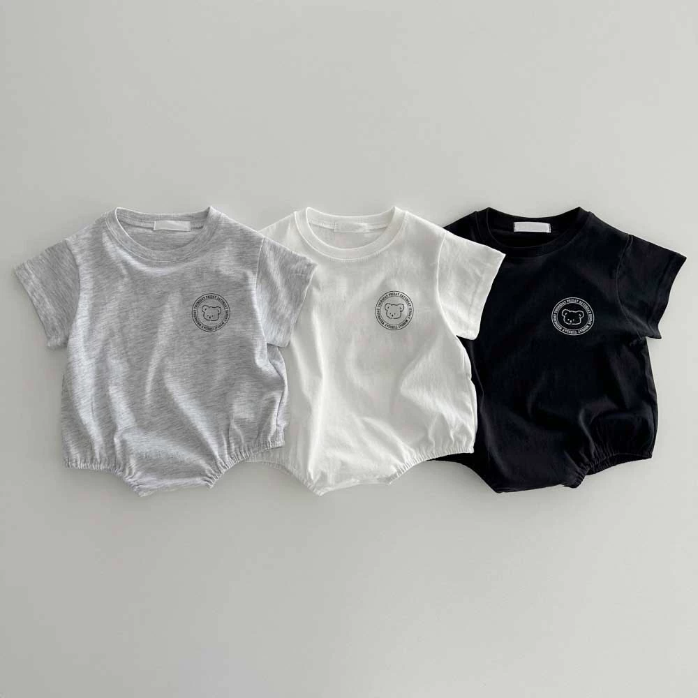 Детский боди-комбинезон бренда, в overall, корейский стиль, с маленькими мишками