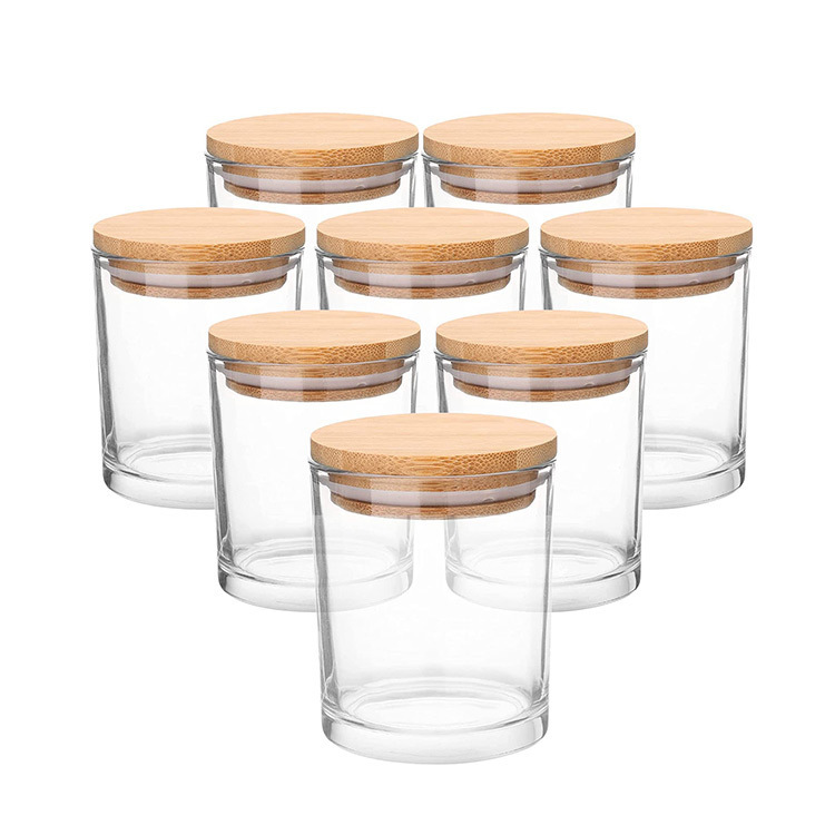 Tazas de cera de bananas al por mayor botellas vacías vasos de vidrio candlestick contenedor transparente con tapa interior romántico candlestick taza