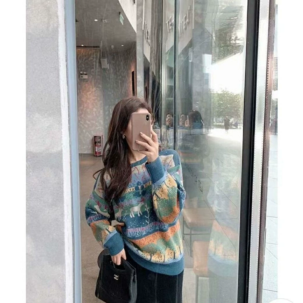 Winter retro sweater, Korean style, oversize