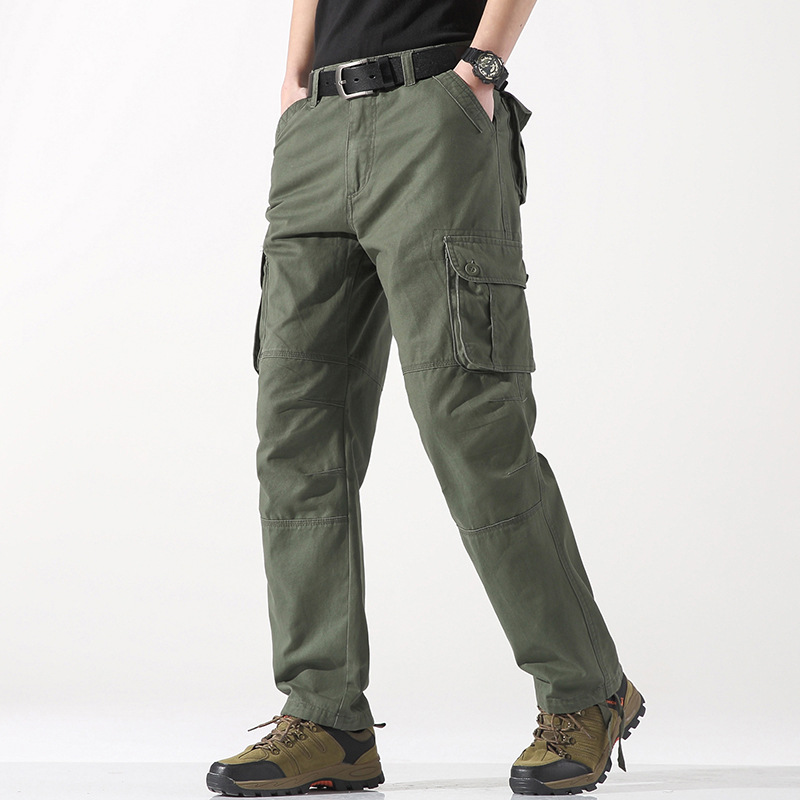 Cargo Pants Men's Cotton Fashionable Loose Casual Pants Plus Fertilizer Plus Large Labor Protection Pants Wear-resistant Multi-pocket Work Pants Men's Handsome