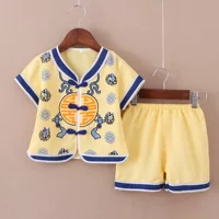 Детская китайская одежда Hanfu Boy Tang Летняя одежда с короткими рукавами Летняя хлопковая шелковая детская одежда Китайский костюм Kai