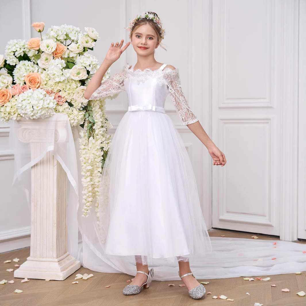 Nuevo vestido para niños, vestido de princesa, vestido de fiesta de cumpleaños, vestido de fiesta de niña de flores elegante