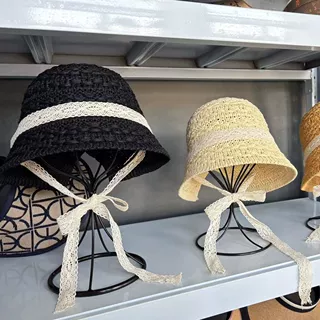韩版镂空薄款透气圆顶盆帽钩织渔夫帽女春夏季遮阳防晒太阳帽