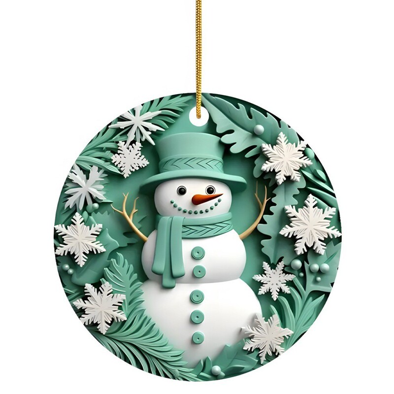 跨境新品新年礼物创意可爱雪人挂件亚克力平面挂件圣诞树装饰品|undefined