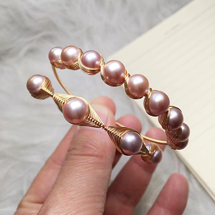 Fashion Round Freshwater Pearl Bangle 1 Piece display picture 1