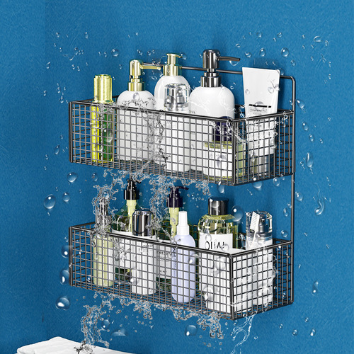 Bathroom shelf, hole-free bathroom shelf, wall-mounted shelf for bedroom and kitchen, storage rack
