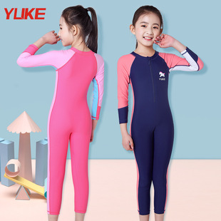 Children's Swimwear Girls Long Sleeve Warm One-piece Girls' Swimwear New Baby Hot Spring Swimwear Wholesale