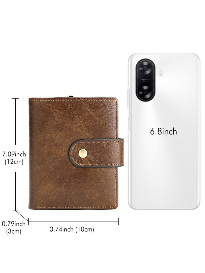 Ví nam da bò thật Malute RFID đa chức năng nhiều ngăn, ví cầm tay cao cấp — Màu đen, Màu đen vân phẳng, Màu cà phê