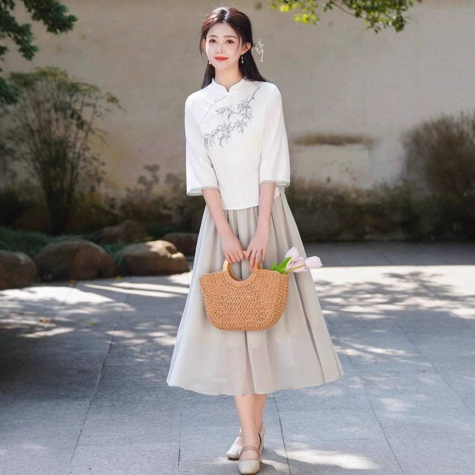2025 Летняя новая китайская женская одежда в стиле Китайской Республики