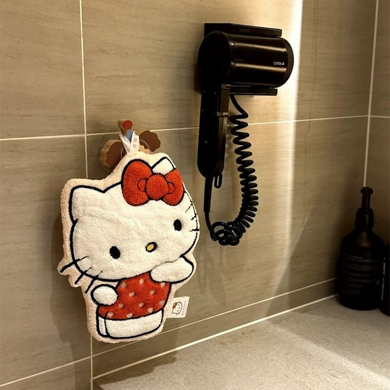hellokitty полотенце для рук, милое подвесное полотенце для ванной комнаты, кухни, ванной комнаты, впитывающее, утолщенное, высокое внешнее вида