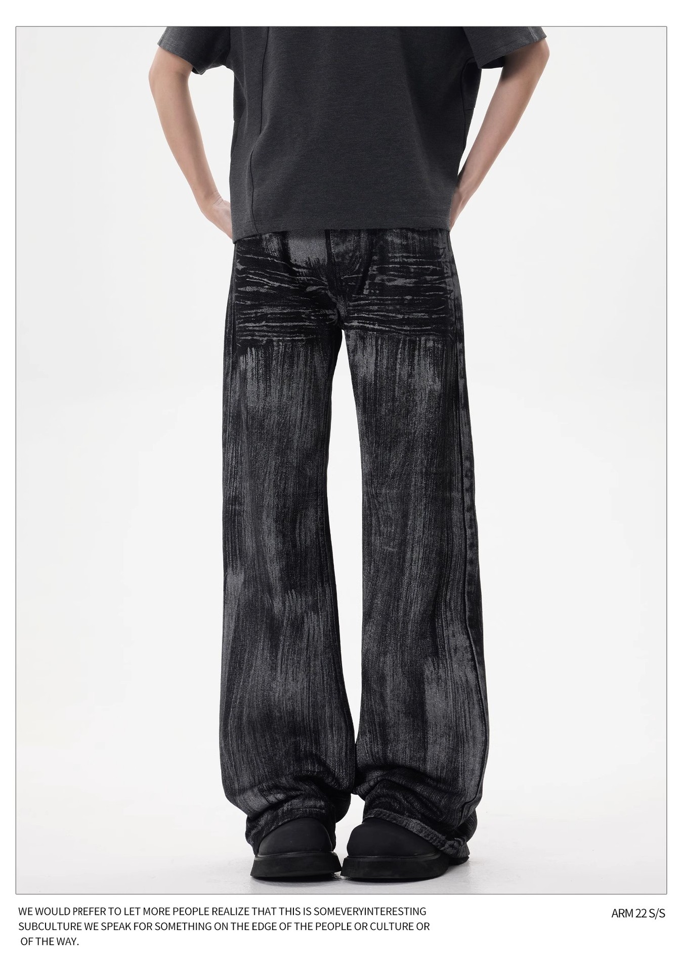 Pantalones vaqueros encerados vintage para hombre, corte recto relajado, estética limpia, lavado desgastado, ropa informal de calle_voghion.com