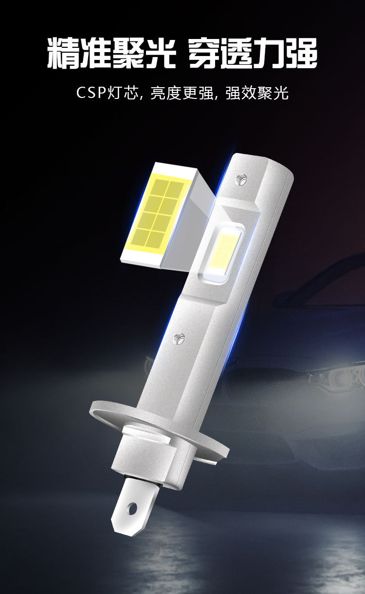 New hot sale car led headlight H1 mini in-line 1:1 design highlight LED headlight factory direct sale