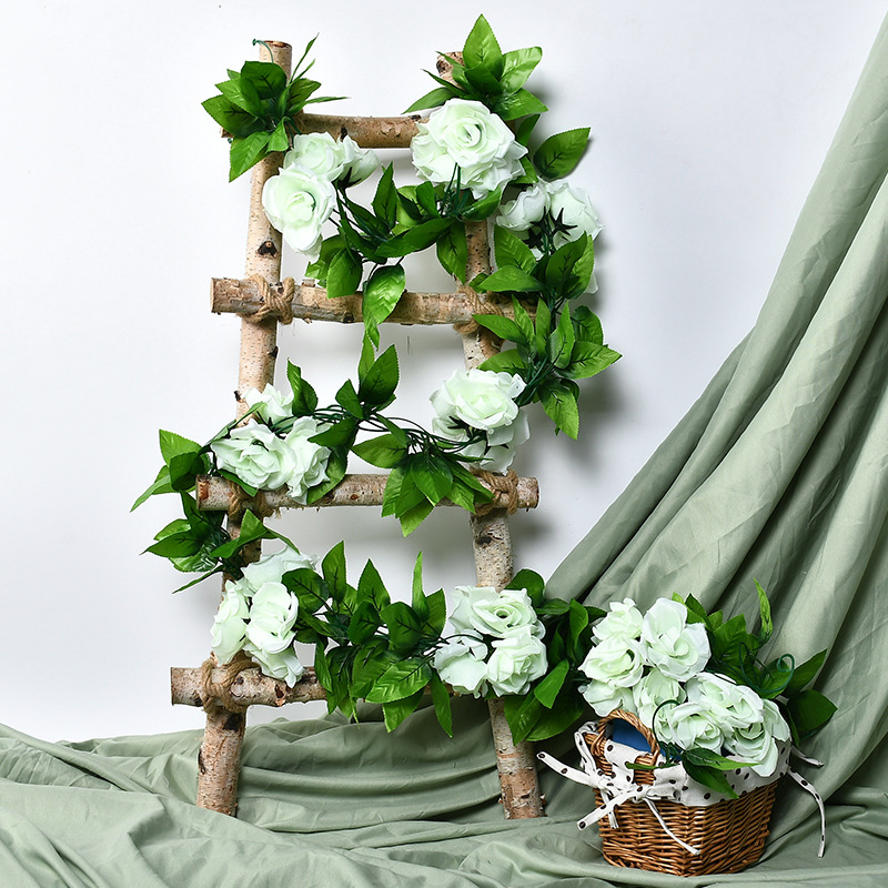 Artificial Flower Rose Rattan Living Room Set Wedding Indoor and Outdoor Decoration Door Head Fake Green Plant Plastic Rose Vine