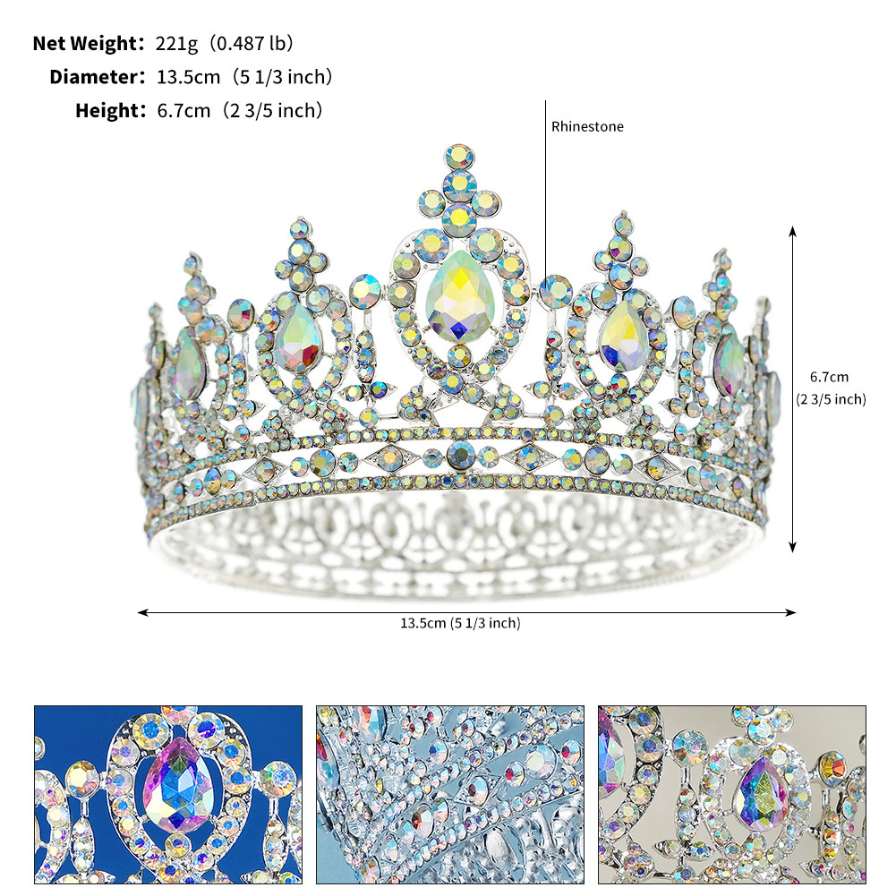 Retro Crown Alloy Inlay Rhinestones Crown 1 Piece