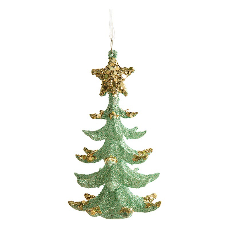 Nuevas decoraciones navideñas, adornos de mariposa verde, colgantes de árbol de Navidad, accesorios de plástico de estilo europeo, stock