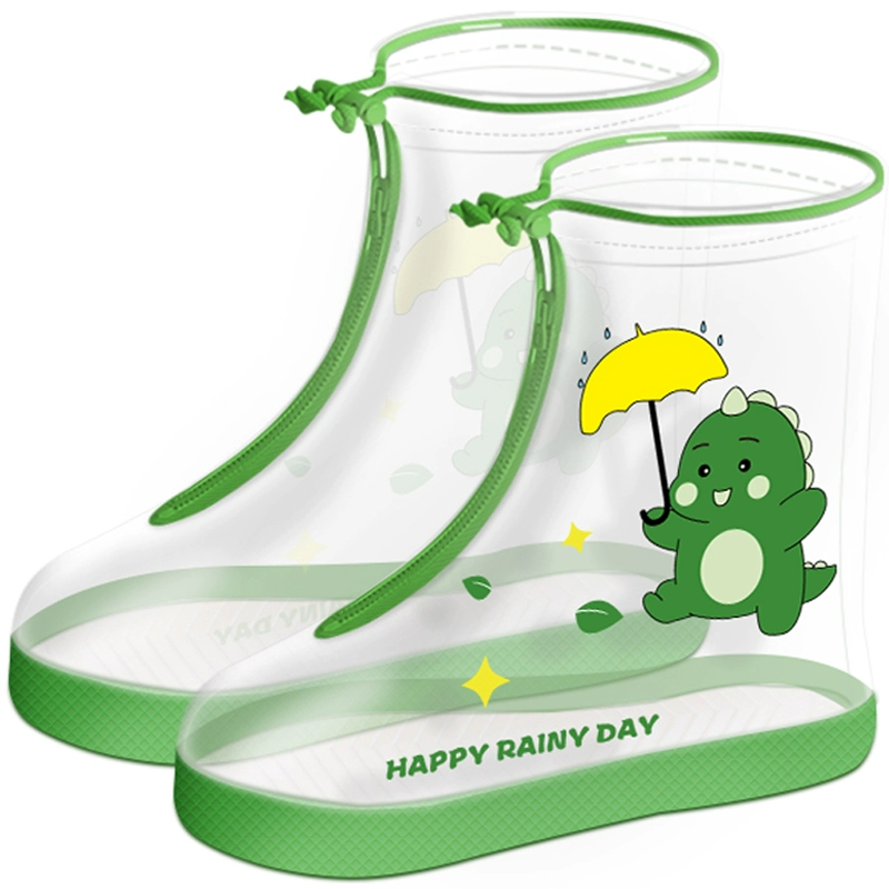 Детские дождевые бахилы водонепроницаемые нескользящие утолщенные износостойкие динозавры