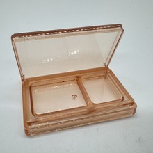 新款透明双格眼影盒方形空盒包材高光修容腮红粉盒彩妆注塑包材
