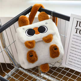 暹罗猫迷你双肩包少女斜挎包秋冬可爱猫咪毛绒3way日系ins小书包