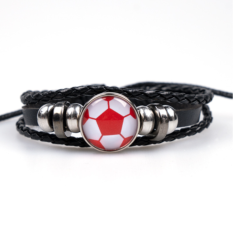 Football Pattern Sports Football Leather Men'S Bracelets Men Cord & Leather Bracelets