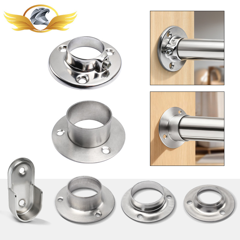 Accesorios de fijación de barra de ropa de armario de acero inoxidable brida de asiento de barra de ropa soporte de barra de cortina de baño barra de secador de ropa asiento de barra de tubería redonda hardware