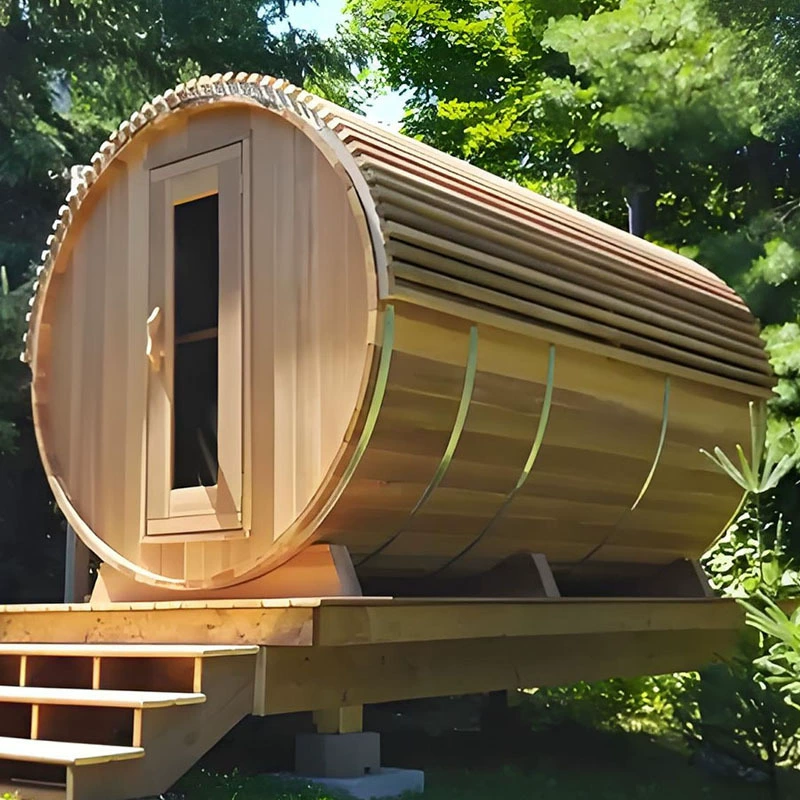 Уличная бочковая сауна, сауна с дальним инфракрасным излучением, деревянная сауна, сауна из красной снежной пихты