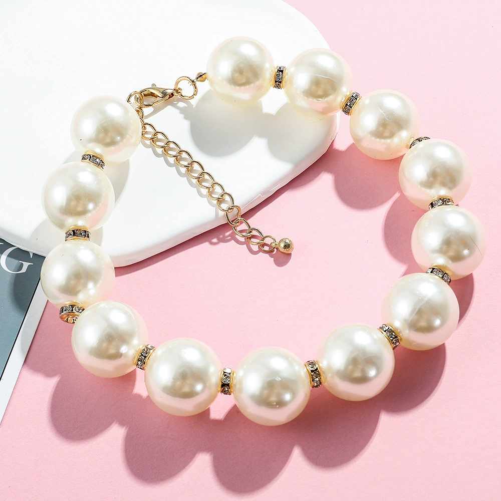 Diamond, accessory, beads, bracelet, metal necklace from pearl, European style